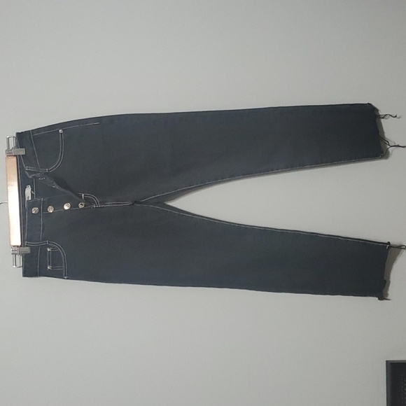 Adika jeans women's size medium black white trim button-fly raw-cut fray… - Picture 1 of 15